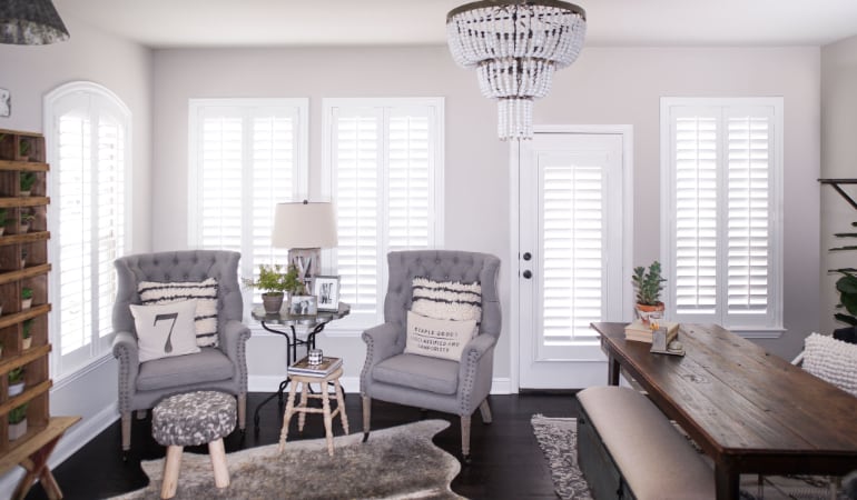 Plantation shutters in a Tampa living room